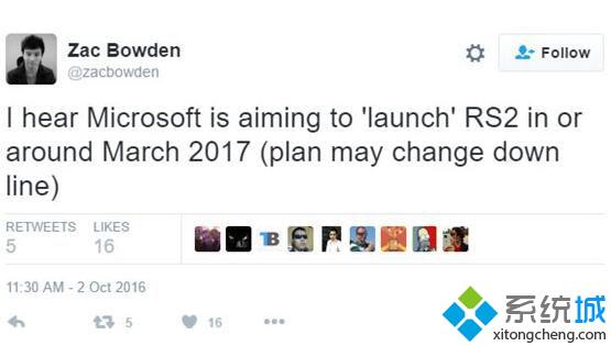 消息证实：微软将于明年3月发布Win10 RedStone 2正式版