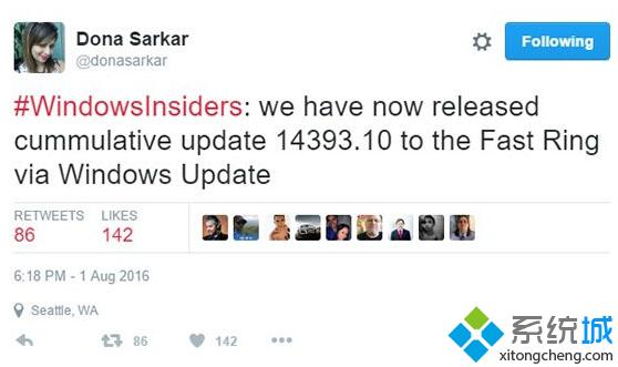 微软推送最新的Win10年度更新14393.10累积更新