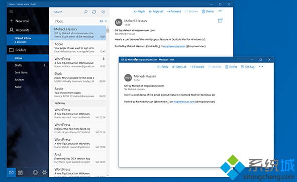 Windows10红石版《邮件》新功能：支持Email新窗口开启