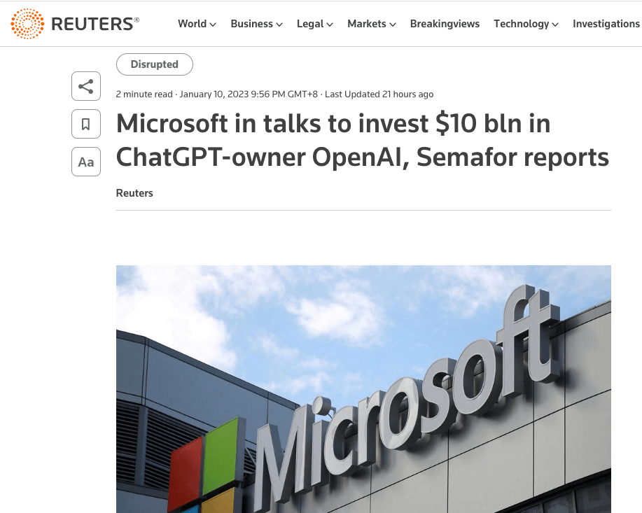 100 亿美元！微软豪赌 AI，OpenAI 渗透 GitHub、Office、Bing